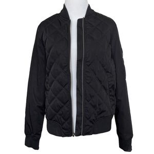 Banana Republic Black Quilted Zip Up Bomber Jacket / Size Small